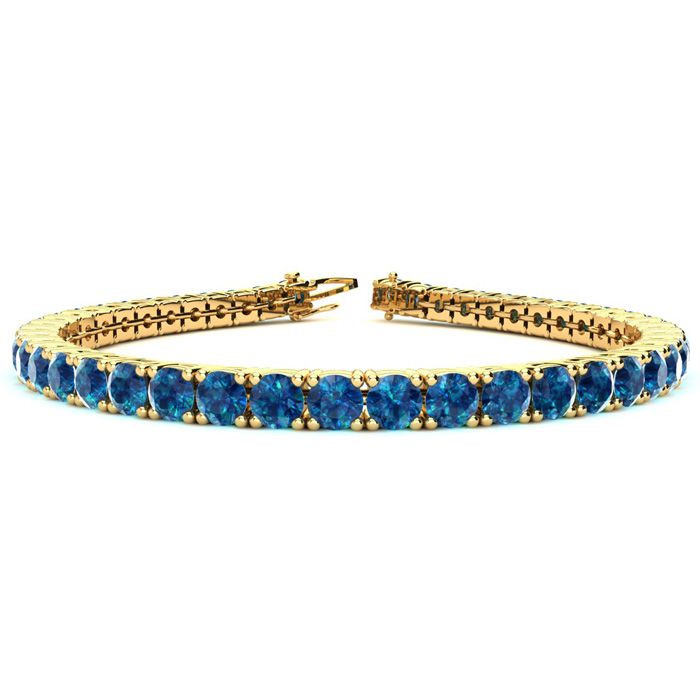 9 3/4 Carat Blue Diamond Tennis Bracelet in 14K Yellow Gold (12.9 g)  7.5 Inches by SuperJeweler