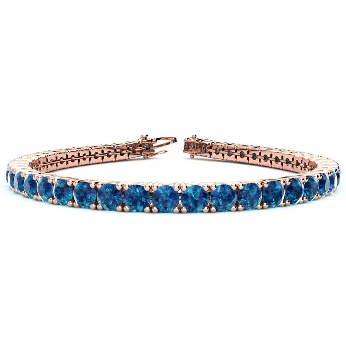 7 3/4 Carat Blue Diamond Tennis Bracelet In 14K Rose Gold (10.3 G), 6 Inches By SuperJeweler