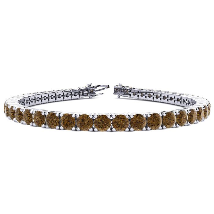 8 1/2 Carat Chocolate Bar Brown Champagne Diamond Tennis Bracelet In 14K White Gold (11.1 G), 6 1/2 Inches By SuperJeweler