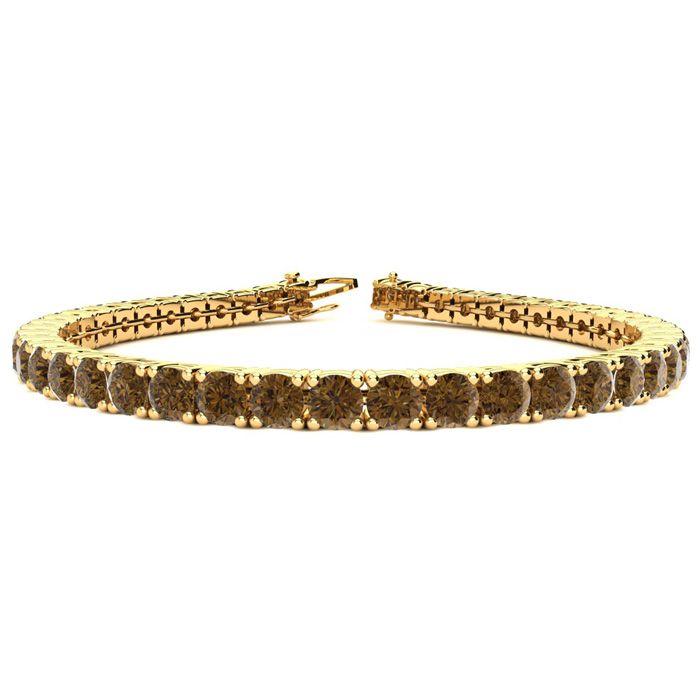 7 3/4 Carat Chocolate Bar Brown Champagne Diamond Tennis Bracelet