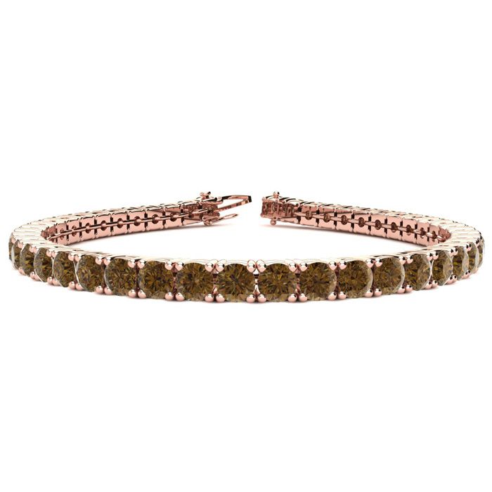 8 1/2 Carat Chocolate Bar Brown Champagne Diamond Tennis Bracelet In 14K Rose Gold (11.1 G), 6 1/2 Inches By SuperJeweler