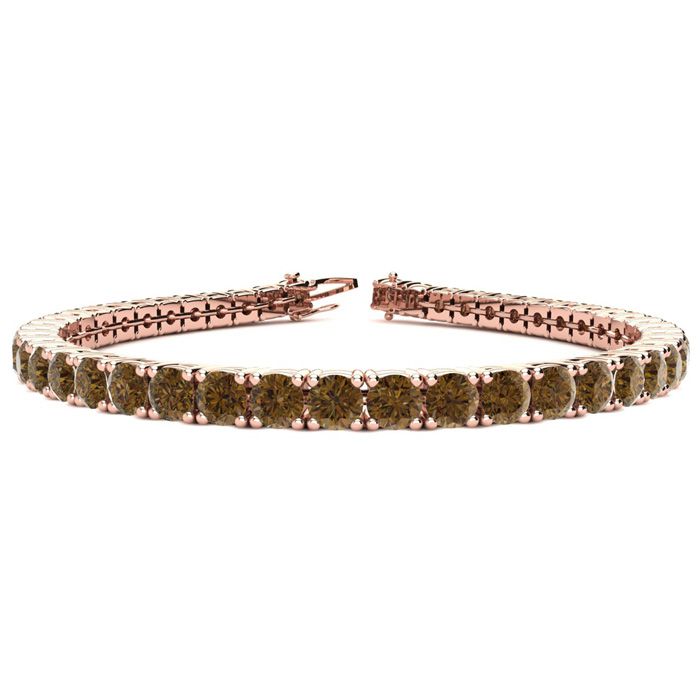 9 1/2 Carat Chocolate Bar Brown Champagne Diamond Tennis Bracelet