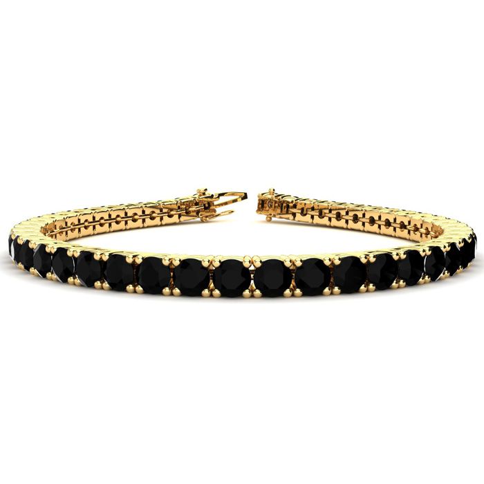 7 3/4 Carat Black Diamond Tennis Bracelet in 14K Yellow Gold (10.