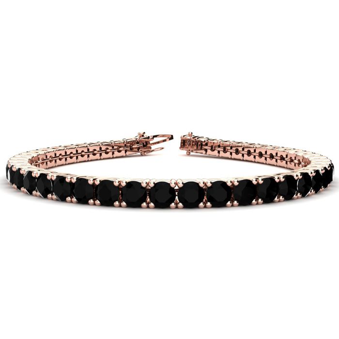 7 3/4 Carat Black Diamond Tennis Bracelet In 14K Rose Gold (10.3 G), 6 Inches By SuperJeweler