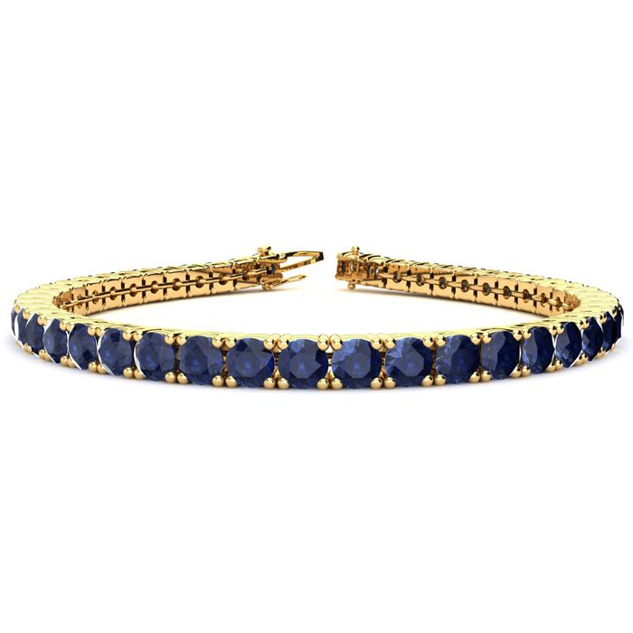 12 3/4 Carat Sapphire Tennis Bracelet In 14K Yellow Gold (12 G), 7 Inches By SuperJeweler