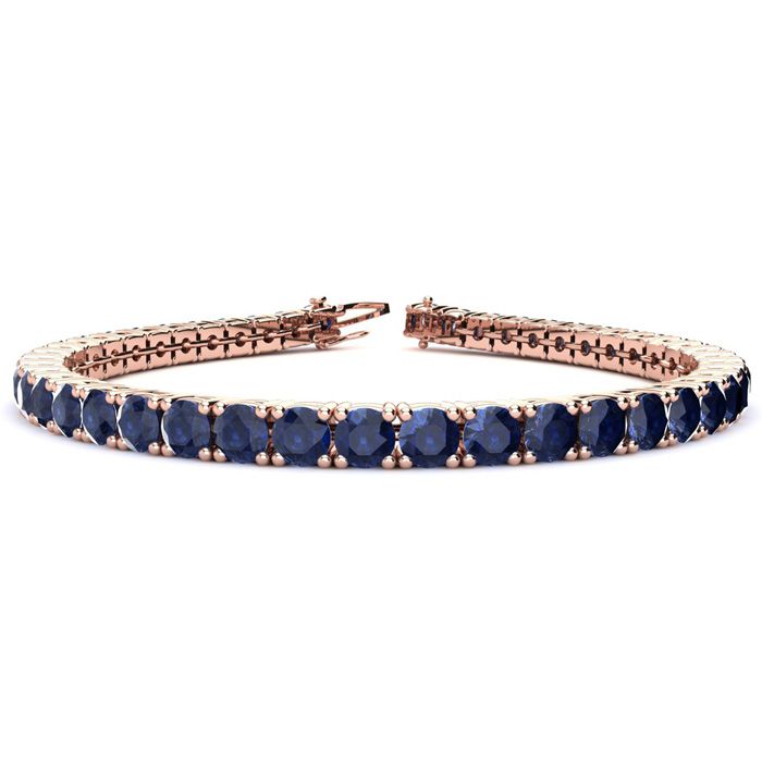 11 Carat Sapphire Tennis Bracelet in 14K Rose Gold (10.3 g)  6 In