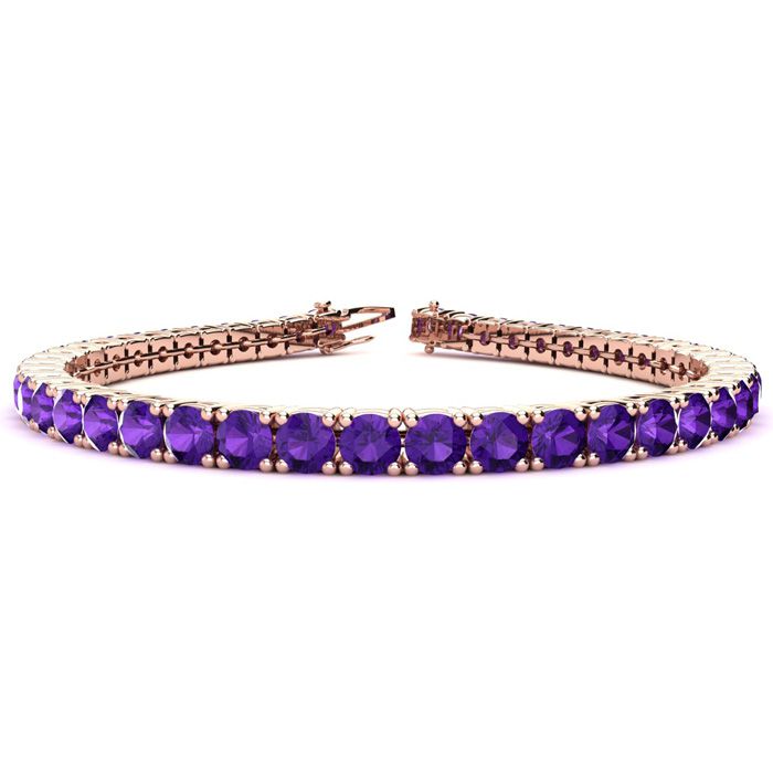 7 3/4 Carat Amethyst Tennis Bracelet in 14K Rose Gold (10.3 g), 6 Inches by SuperJeweler