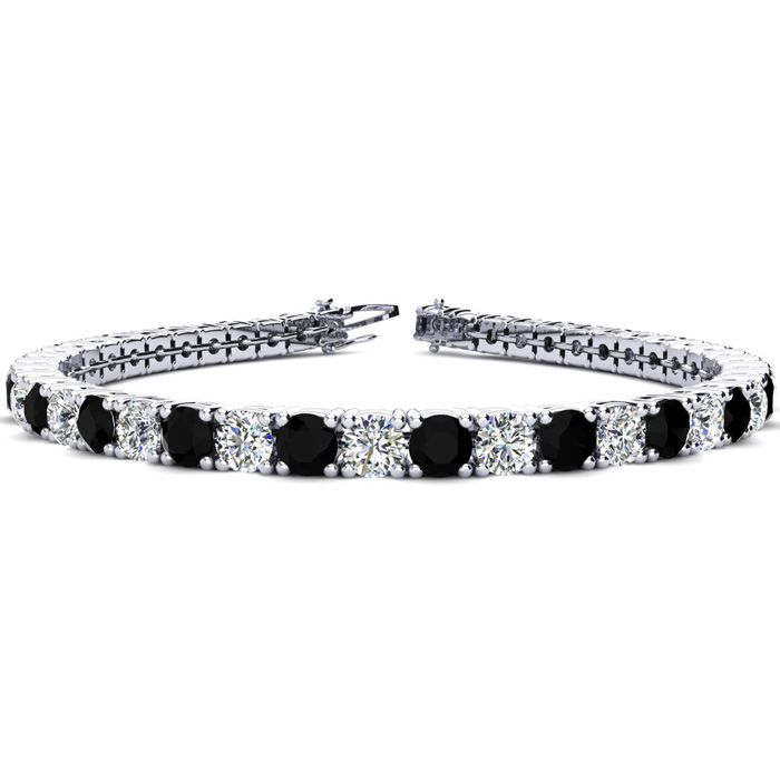 7 3/4 Carat Black & White Diamond Tennis Bracelet in 14K White Go