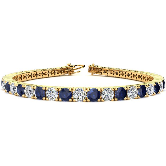 9 1/3 Carat Sapphire & Diamond Tennis Bracelet in 14K Yellow Gold