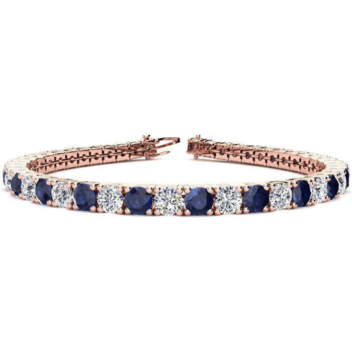 9 1/3 Carat Sapphire & Diamond Tennis Bracelet in 14K Rose Gold (