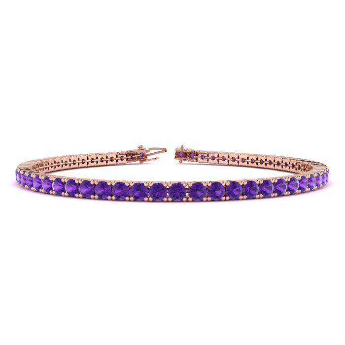 3 1/2 Carat Amethyst Tennis Bracelet in 14K Rose Gold (8.1 g), 6 Inches by SuperJeweler