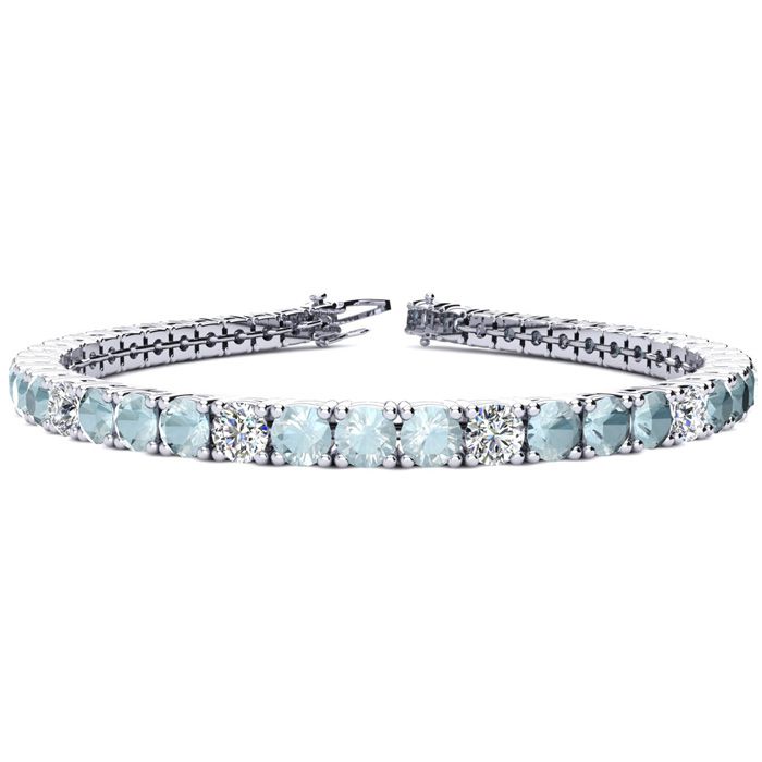 7 1/4 Carat Aquamarine & Diamond Alternating Tennis Bracelet in 1