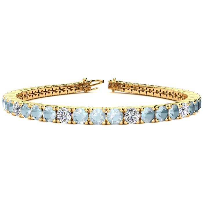 6 1/2 Carat Aquamarine & Diamond Alternating Tennis Bracelet in 1