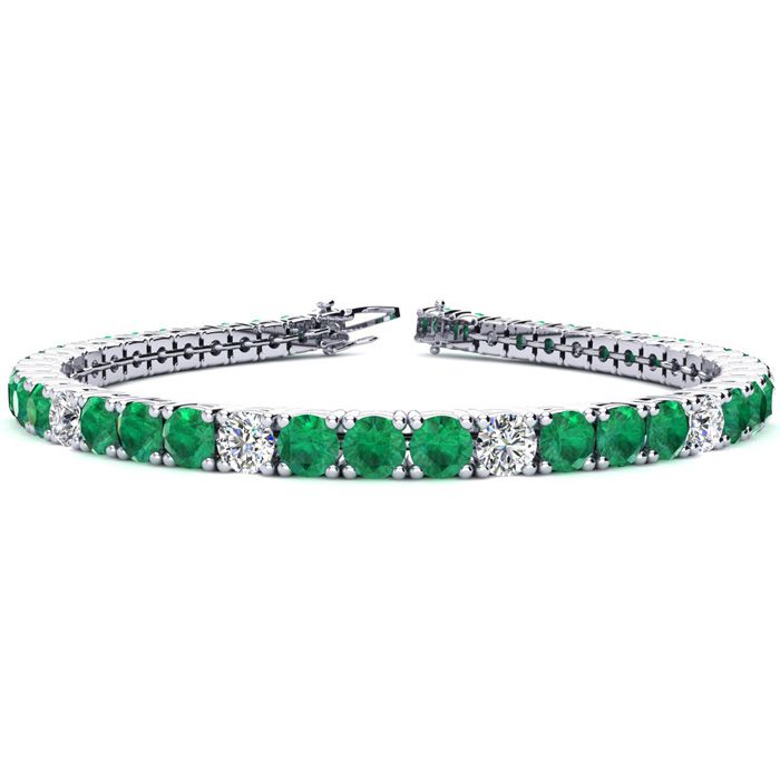 9 1/3 Carat Emerald Cut & Diamond Alternating Tennis Bracelet in 