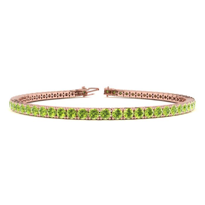 4 1/4 Carat Peridot Tennis Bracelet in 14K Rose Gold (8.1 g), 6 Inch by SuperJeweler