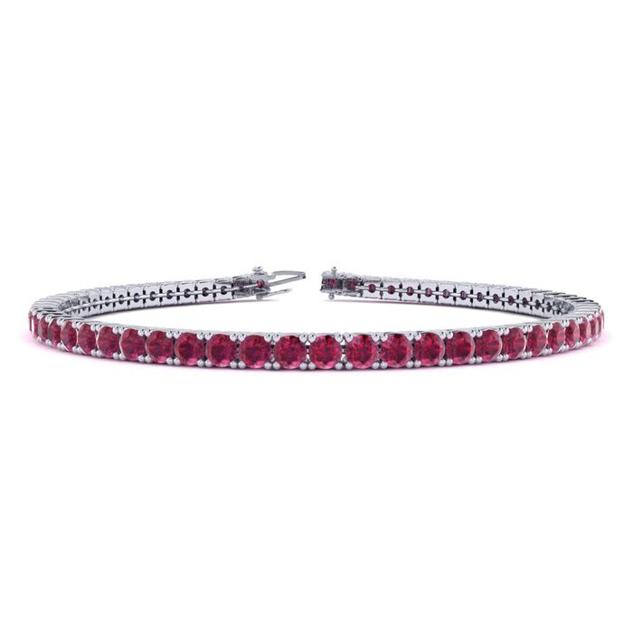 5 1/2 Carat Ruby Tennis Bracelet in 14K White Gold (8.1 g), 6 Inch by SuperJeweler