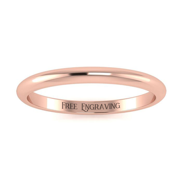 18K Rose Gold (2 g) 2MM Ladies & Men's Wedding Band, Size 10.5, Free Engraving by SuperJeweler