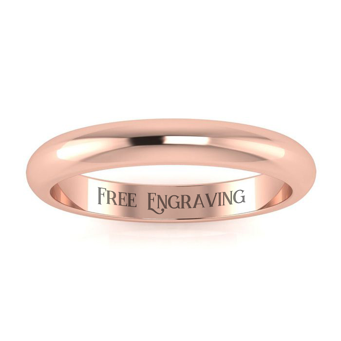 Rose Gold (4.4 g) 3MM Heavy Comfort Fit Ladies & Men's Wedding Band, Size 9, Free Engraving by SuperJeweler