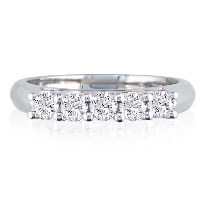 1 Carat Five Diamond Wedding Band in 14K White Gold (1 Color  SI1-SI2) by SuperJeweler