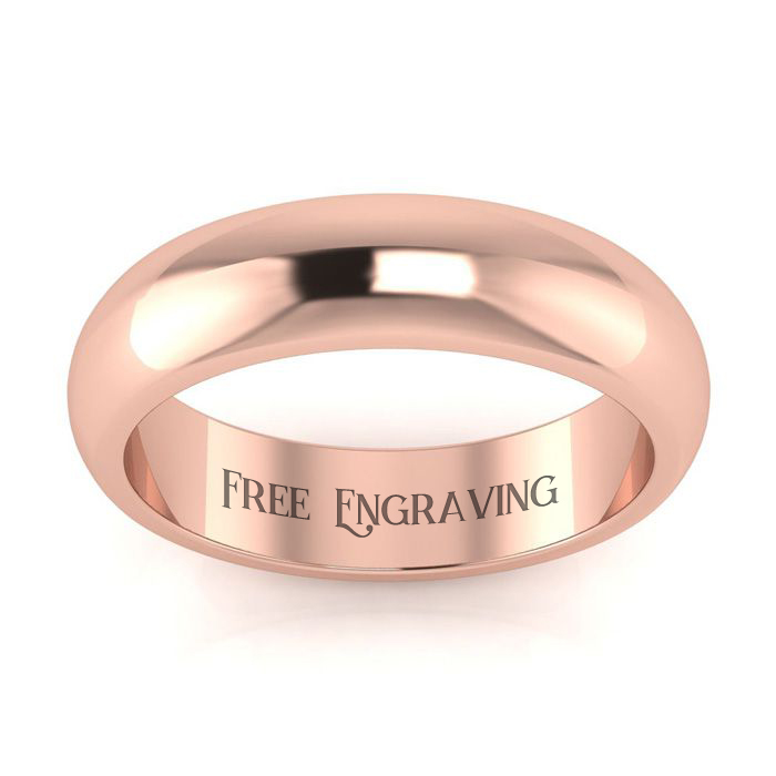 Rose Gold (7.5 g) 5MM Heavy Comfort Fit Ladies & Men's Wedding Band, Size 11, Free Engraving by SuperJeweler