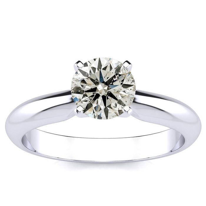 1 Carat Round Diamond Solitaire Ring in 14K White Gold (  SI2-I1)