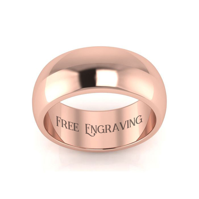 14K Rose Gold (10.8 g) 8MM Heavy Comfort Fit Ladies & Men's Wedding Band, Size 7, Free Engraving by SuperJeweler
