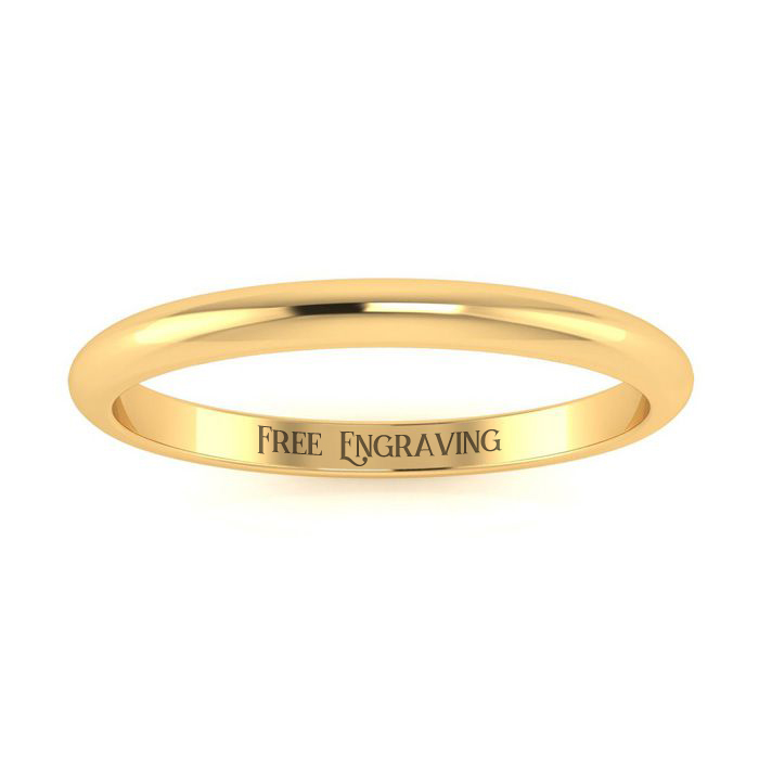 14K Yellow Gold (2.1 g) 2MM Heavy Ladies & Men's Wedding Band, Size 10, Free Engraving by SuperJeweler