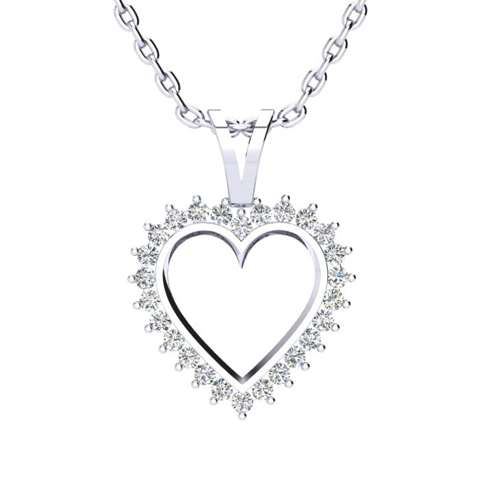 1/2 Carat Perfect Diamond Heart Pendant Necklace in White Gold 18 Inch Chain by SuperJeweler