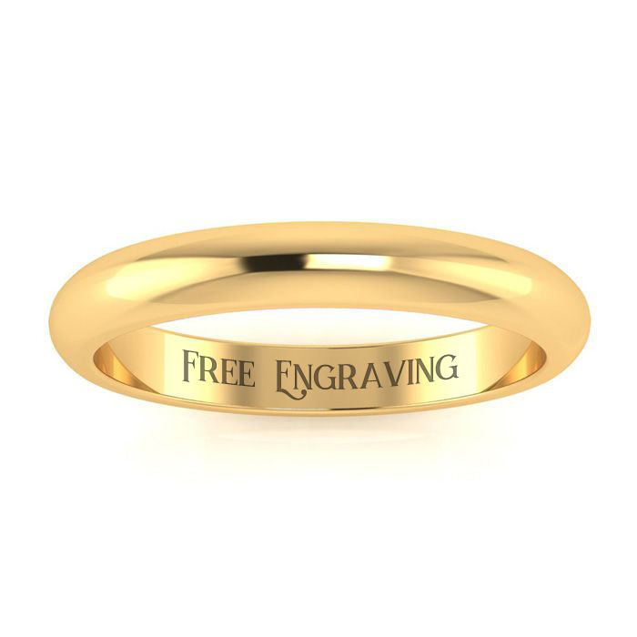 10K Yellow Gold (2.2 G) 3MM Heavy Ladies & Men's Wedding Band, Size 7, Free Engraving By SuperJeweler