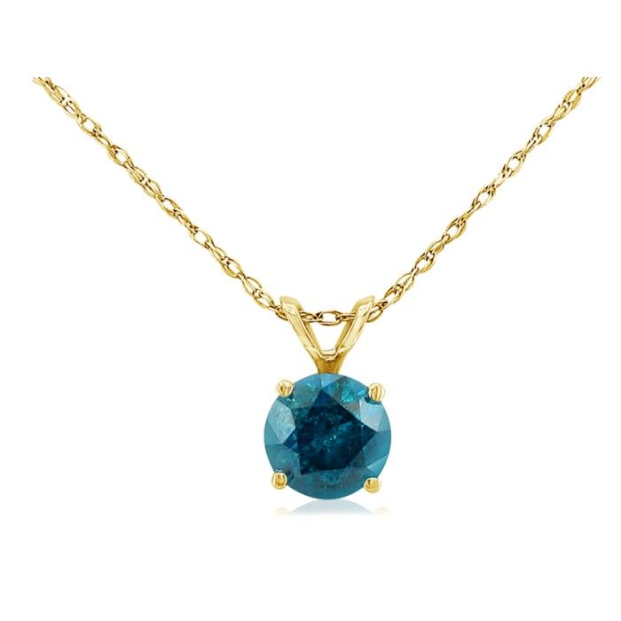 1/8 Carat Blue Diamond Pendant Necklace in 14k Yellow Gold, 18 Inch Chain by SuperJeweler