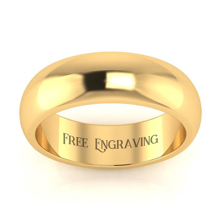 10K Yellow Gold (4.5 G) 6MM Heavy Ladies & Men's Wedding Band, Size 5, Free Engraving By SuperJeweler