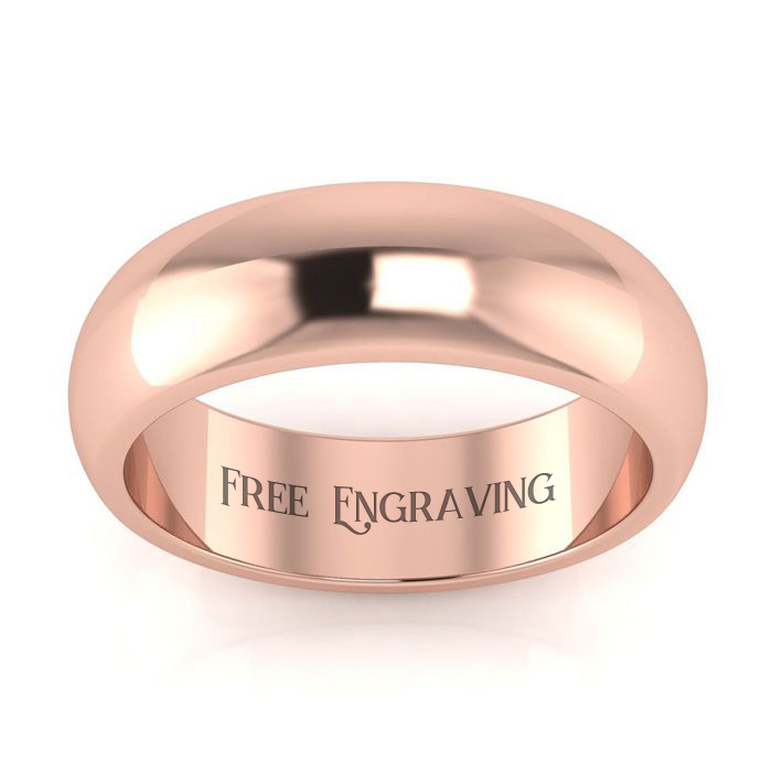14K Rose Gold (6 g) 6MM Heavy Ladies & Men's Wedding Band, Size 9, Free Engraving by SuperJeweler