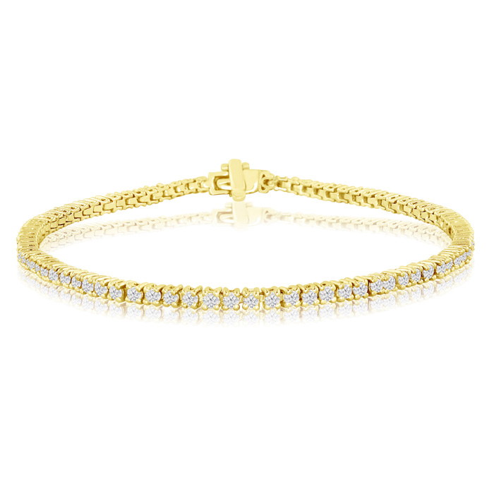 2.60 Carat diamond tennis bracelet in 14K Yellow Gold, 9 Inches,  by SuperJeweler