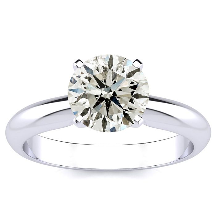 1.5 Carat Round Diamond Solitaire Ring in 14K White Gold (  SI2-I