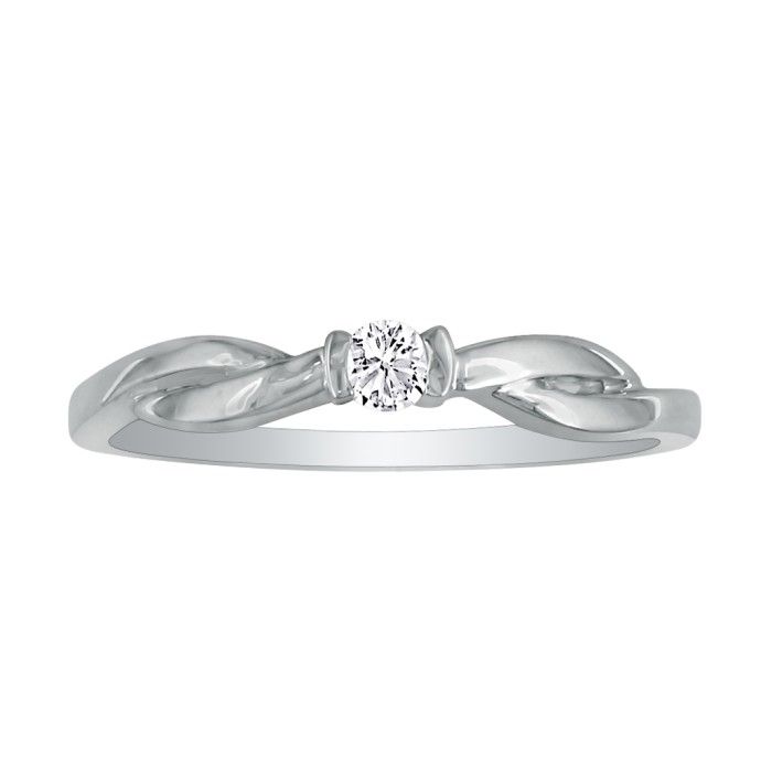 Beautiful Twist Wedding Band .07 Carat Diamond Promise Ring in White Gold,  by SuperJeweler