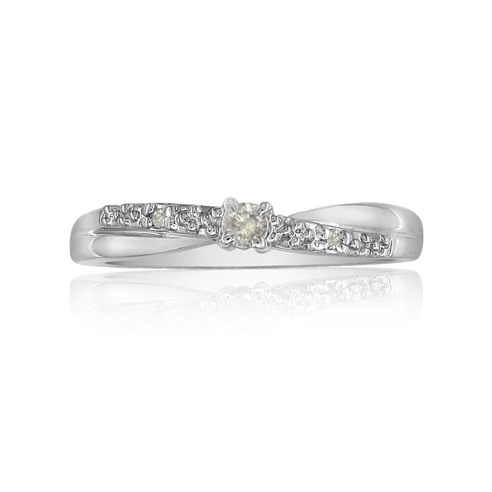 Beautiful Crossover .06 Carat Diamond Promise Ring in White Gold,  by SuperJeweler