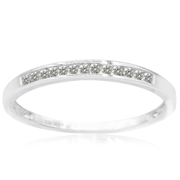 1/8 Carat Diamond Wedding Band in White Gold (1.2 g) (, I1-I2) by SuperJeweler