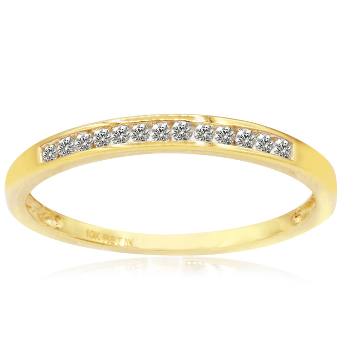 1/8 Carat Diamond Wedding Band in Yellow Gold (1.2 g) (, I1-I2) by SuperJeweler