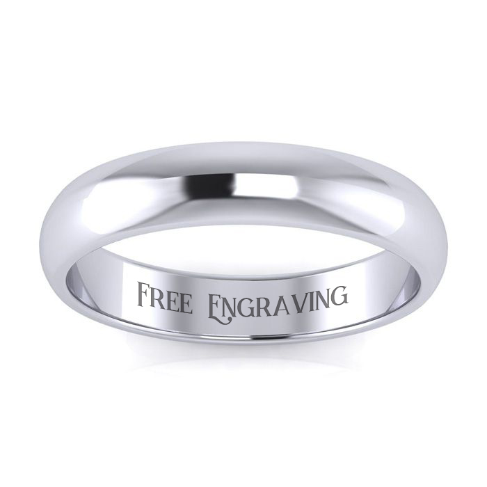 10K White Gold (2.9 G) 4MM Comfort Fit Ladies & Men's Wedding Band, Size 3.5, Free Engraving By SuperJeweler