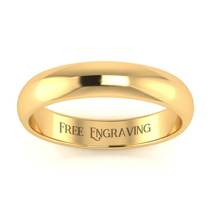 10K Yellow Gold (3.1 G) 4MM Comfort Fit Ladies & Men's Wedding Band, Size 4.5, Free Engraving By SuperJeweler