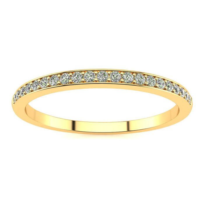 1/10 Carat Micropave Diamond Wedding Band In 10k Yellow Gold, I/J By SuperJeweler