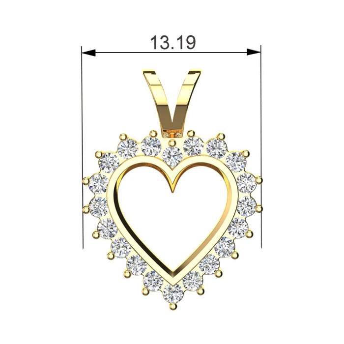 1/4 Ctw Round Diamond Heart Pendant in 10K Yellow Gold with