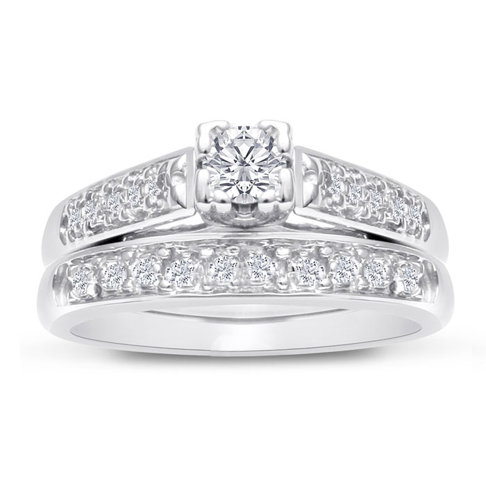 1/4 Carat Ladies Traditional Diamond Bridal Ring Set in White Gold (4 g),  by SuperJeweler