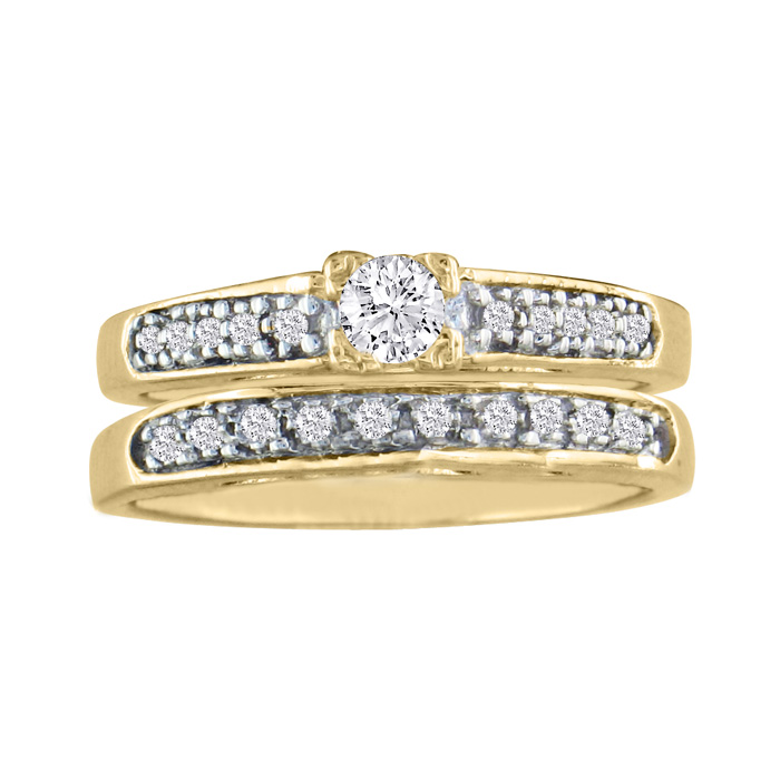 1/4 Carat Ladies Traditional Diamond Bridal Ring Set in Yellow Gold (4 g),  by SuperJeweler