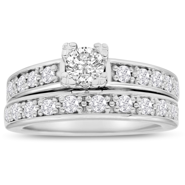 1 Carat Ladies Traditional Diamond Bridal Ring Set in 14k White Gold (7 g),  by SuperJeweler