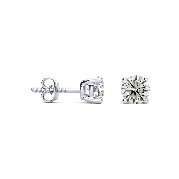 14k white gold 3/4ct round stud diamond earrings