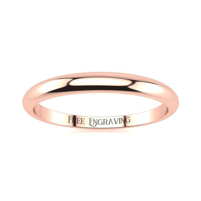 14K Rose Gold (1.8 g) 2MM Heavy Tapered Ladies & Mens Wedding Band, Size 6, Free Engraving by SuperJeweler