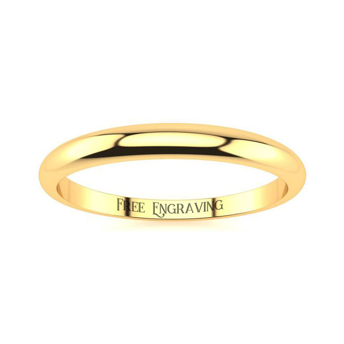 18K Yellow Gold (2 g) 2MM Heavy Tapered Ladies & Mens Wedding Band, Size 7, Free Engraving by SuperJeweler