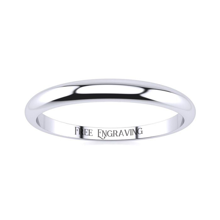 Platinum 2MM Heavy Tapered Ladies & Men's Wedding Band, Size 16, Free Engraving By SuperJeweler