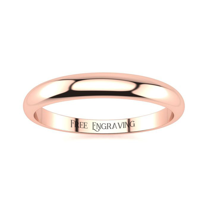 10K Rose Gold (1.6 G) 3MM Heavy Tapered Ladies & Men's Wedding Band, Size 3, Free Engraving By SuperJeweler